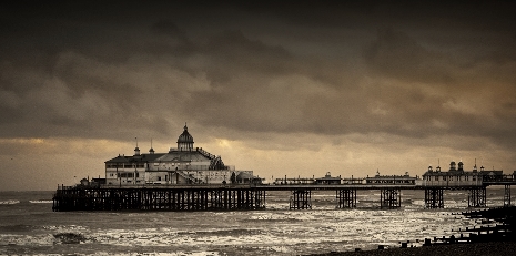 Eastbourne Pier by Mike Anton used as video backdrop