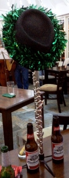2 x Bud, a flute and a Christmas hat