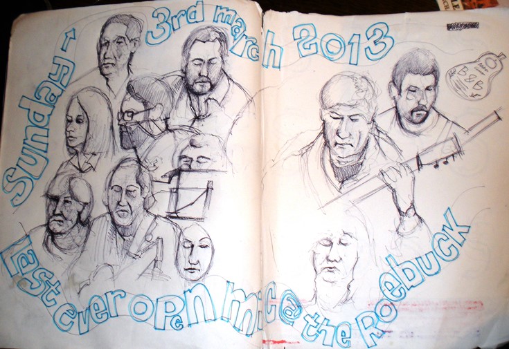 Drawing by Danny McEvoy at The Roebuck - that's me top middle - 3.03.13 Drawing by Danny McEvoy at The Roebuck - that's me top middle - 3.03.13