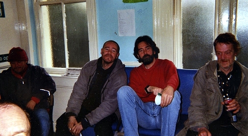 Another day in the wet room - that's me in the red jumper with a proper beard